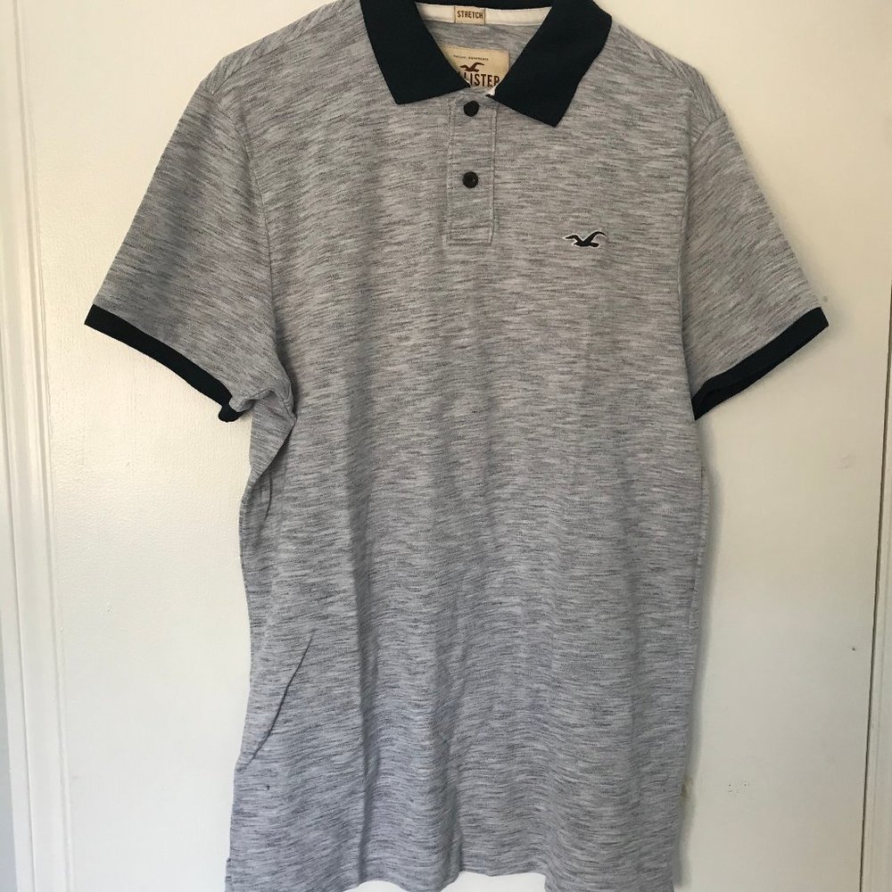 Hollister Gray Men's Stretch Polo Shirt Size XL